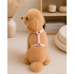 Шлейка для собак Teddy Premium розовая | Плюшевая мягкая шлейка для собак | Регулируемая шлейка