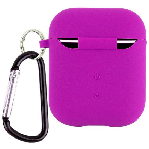 Силиконовый футляр с микрофиброй для наушников Airpods 1/2 Фиолетовый / Grape | Зображення 1