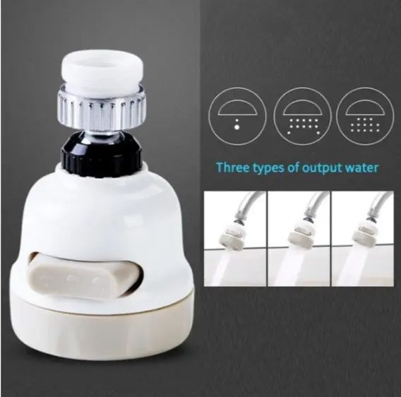 Поворотный аэратор-насадка на кран для экономии воды Homegoods H23 3 режима распыления, для крана | Зображення 3