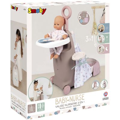 Ігровий набір Smoby Toys Baby Nurse Розкладна валіза 3 в 1 Сіро-рожевий (220374) | Зображення 1