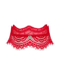 Широкий кружевной чокер Obsessive Bergamore choker, red sexstyle
