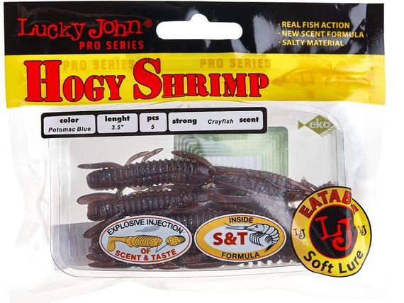 Виброхвосты съедоб. искусст. LJ Лаки Джон Pro Series HOGY SHRIMP 3.5in (08.90)/S19 5шт. | Зображення 1