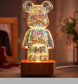 Ночник 3D Bearbrick Мишка KX197 8 кольорів, RGB+Тепле Світло (47075-KX197_407)