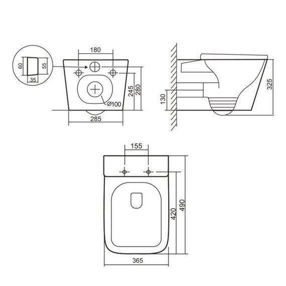 Унітаз підвісний Tern Ultra Quiet 490×365×325 мм, Beige, із сидінням Slim Duroplast / Soft-close / Quick Release QT17332303ASSB | Зображення 1