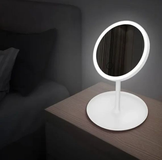 Дзеркало для макіяжу, дзеркало косметичне з LED з яскравим лід підсвічуванням, вбудованим акумулятором, біле | Зображення 3