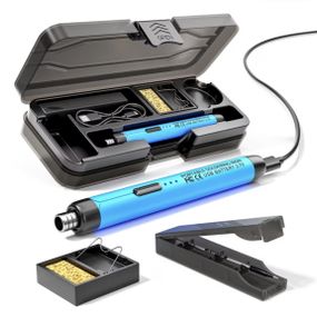 Портативный USB/беспроводной паяльный набор с регулируемой температурой. Синий