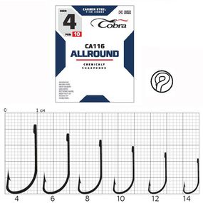 Крючки рыболовные Cobra Кобра ALLROUND сер. CA116 разм. 014 10 шт в упаковке.