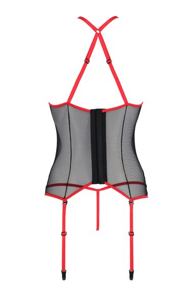 Корсет з пажами Passion SATARA CORSET S/M red, стрінги, мереживо, застібки спереду та ззаду | Зображення 3