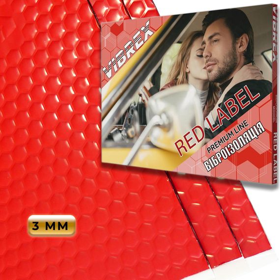 Віброізоляція преміум Vibrex Red Label 3мм шумоізоляція обесшумка авто шумоізоляція автомобіля захист від шуму.