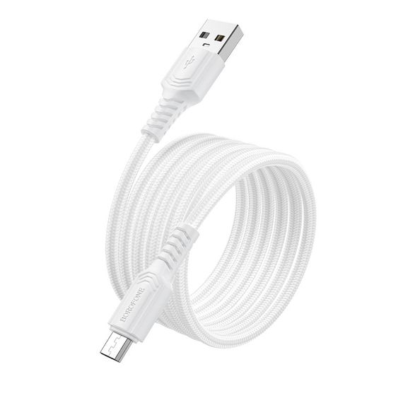 Дата кабель Borofone BX116 Certain USB to MicroUSB 2.4A (1m) White | Зображення 1