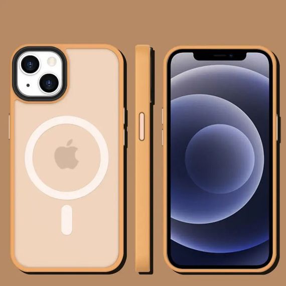 TPU+PC чохол Metal Buttons with MagSafe Colorful для Apple iPhone 14 (6.1") TPU+PC, Персиковий | Зображення 1