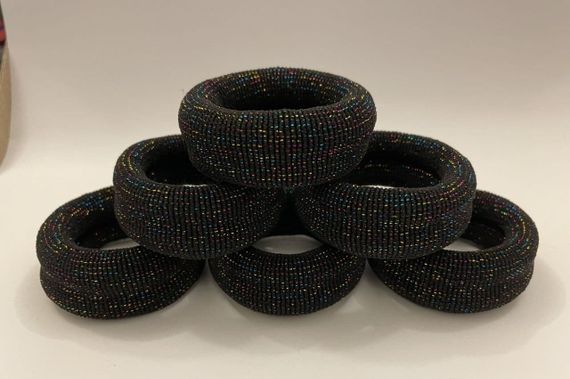 Гумка для волосся, чорна з люрексом 5 см