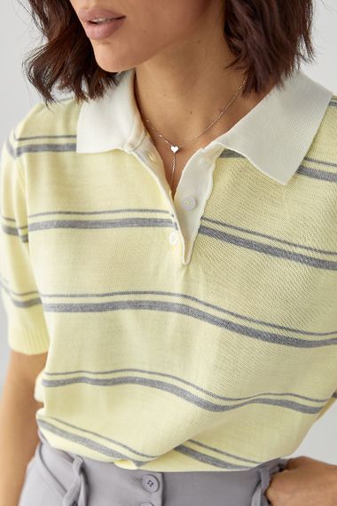 В'язане поло в смужку - лимонний цвет, ONE SIZE (є розміри) | Зображення 3