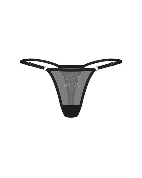 Трусики Obsessive Violami Sin thong S/M, Чорний, L/XL | Зображення 4