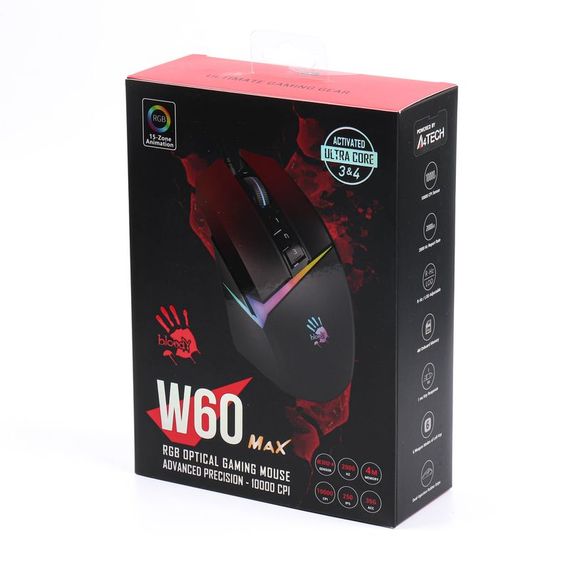 Миша ігрова A4Tech W60 Max Bloody, колір чорний+червоний, активоване ПЗ Bloody | Зображення 7