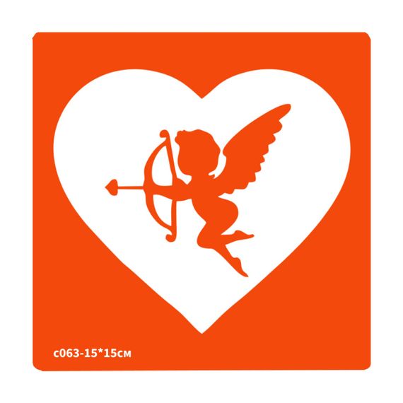 Трафарет для био-тату Сердечко c063_pr-15*15см, размер 15х15см