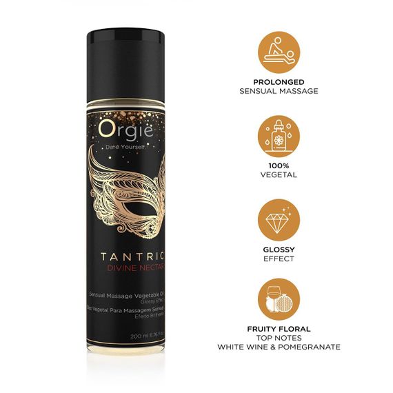 Масажна олія Orgie – Tantric Divine Nectar (200 мл), для тантричного масажу, зволоження | Зображення 2