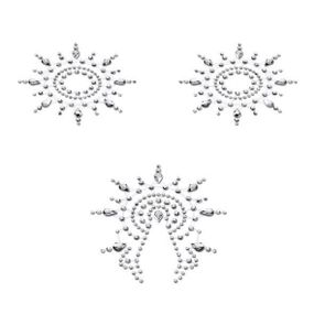 Пестіс з кристалів Petits Joujoux Gloria set of 3 - Silver, прикраса на груди та вульву, One size