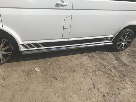 Боковые трубы (2 шт, нерж) 70мм, Короткая база для Volkswagen T5 Transporter 2003-2010 гг | Зображення 1