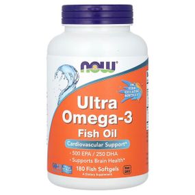 Омега 3 NOW Foods Ultra Omega 500 EPA/250 DHA 180 Fish Softgels NF1665