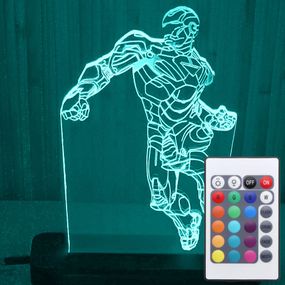 Акриловий світильник-нічник з пультом 16 кольорів Залізна Людина tty-n000032