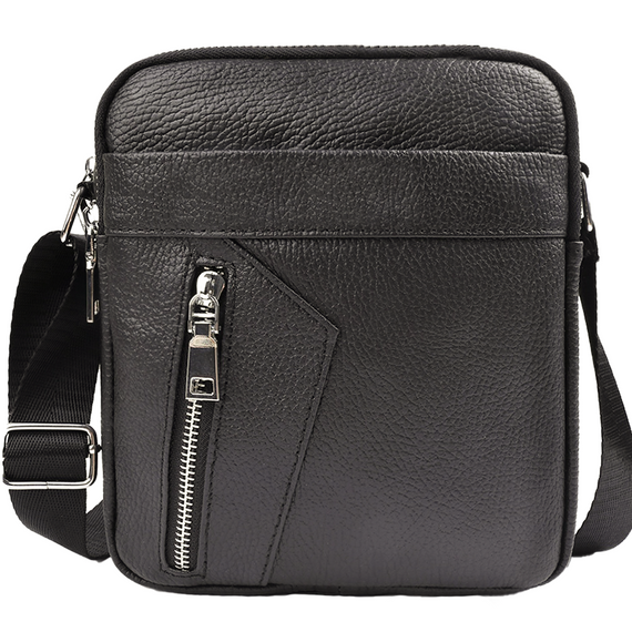 Чоловіча шкіряна сумка через плече Tiding Bag M38-10131A чорна | Зображення 6