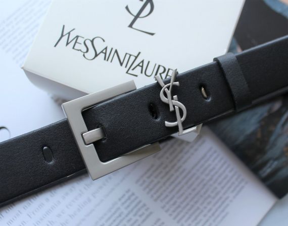 Женский ремень ширина 3 см пряжка белое серебро Yves Saint Laurent черный | Зображення 1