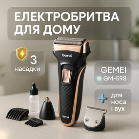 Электрическая бритва со встроенным аккумулятором GEMEI GM-598, Мужская аккумуляторная електро бритва ED-31