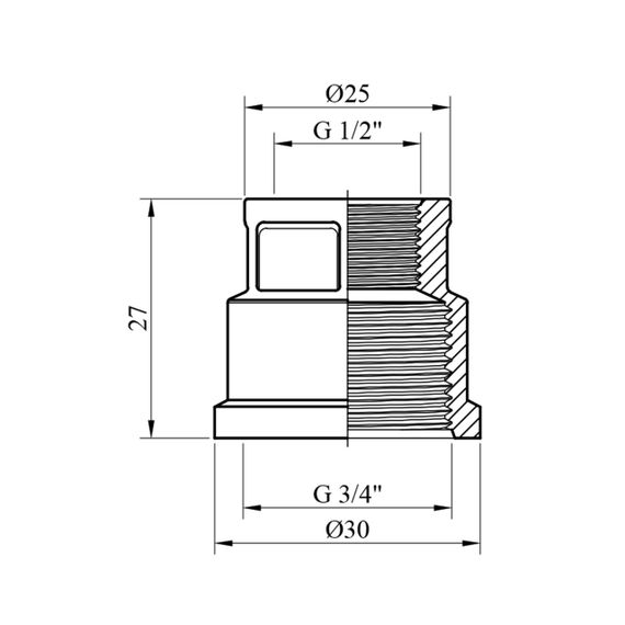 Муфта перехідна STA 3/4"х1/2" ВВ латунна | Зображення 1