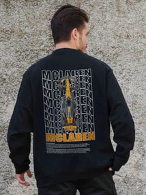Утеплений оверсайз світшот на флісі з принтом Without Mclaren Black