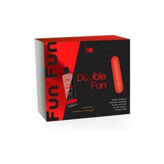 Набор Intt DOUBLE FUN: вибропуля (10 режимов, перезаряжаемая), клубничный лубрикант на водной основе | Зображення 3