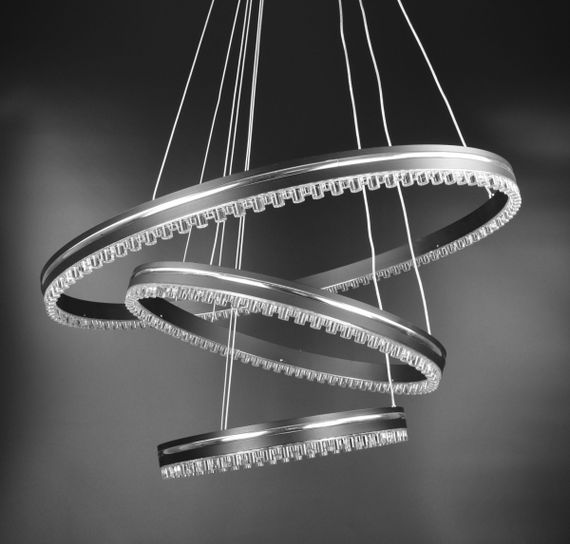 Люстра світлодіодна підвісна LED світильник для квартири на стелю лед з пультом 26540 Чорний 50-140х60х60 см. | Зображення 1