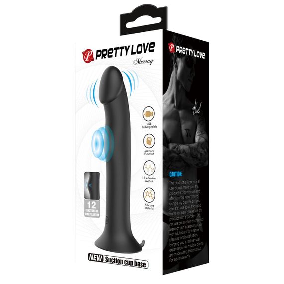 Вібратор PRETTY LOVE Murray BLACK, 12 vibration functions 12 pulse wave settings Suction base sexstyle | Зображення 2