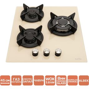 Газовая поверхность три конфорки Ventolux HG430-G3G CEST (IVORY) бежевая