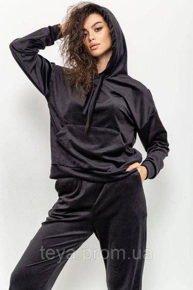 Спортивний костюм жіночий велюровий, колір чорний, розміри S, M, L, XL FA_006221 | Зображення 4