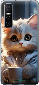 Чохол на Vivo Y73S Білий кіт "5646u-2159-2448"