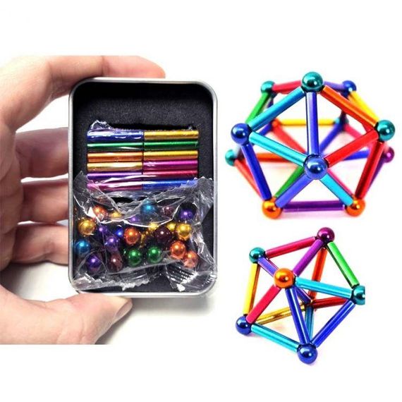 Магнитный конструктор Magnastix Neo MIX COLOR Buckyballs & Buckybars Neocube Неокуб головоломка - антистресс, 64 детали | Зображення 1