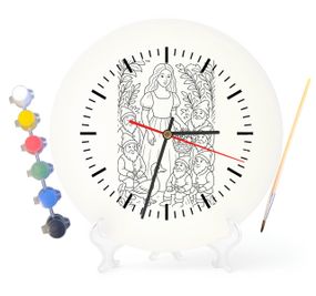 Дитячий набір для творчості годинник-розмальовка Білосніжка (за мотивами казки братів Грімм) 30 см (Г0014)