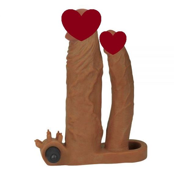 Насадка подвійна Add 2" Vibrating Double Penis Sleeve, Brown Sex Aura