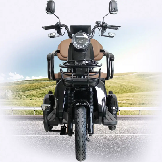 Електротрайк Crosser Vagon TR-4 1000W 72V 24Ah, триколісний електроскутер 3 місця до 60 км (чорний) | Зображення 8