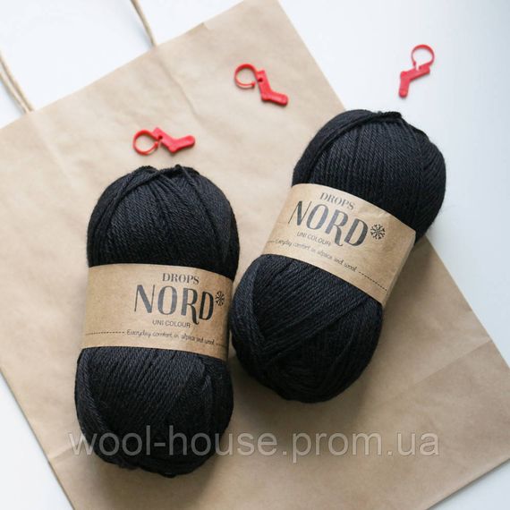 Шкарпеткова пряжа Drops Nord - black, 02