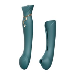 Смартвібратор 3в1 Zalo — Queen Jewel Green, пульсівна перлина та вакуум, кристал Swarovski Sex Aura