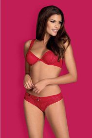 Комплект Obsessive ROUGEBELLE red underwire bra & panties S/M Sex Aura