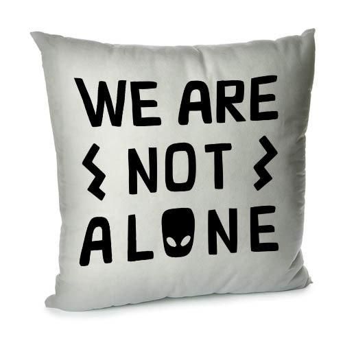 Подушка диванная с бархата We are not alone 45x45 см (45BP_UNI022_WH)