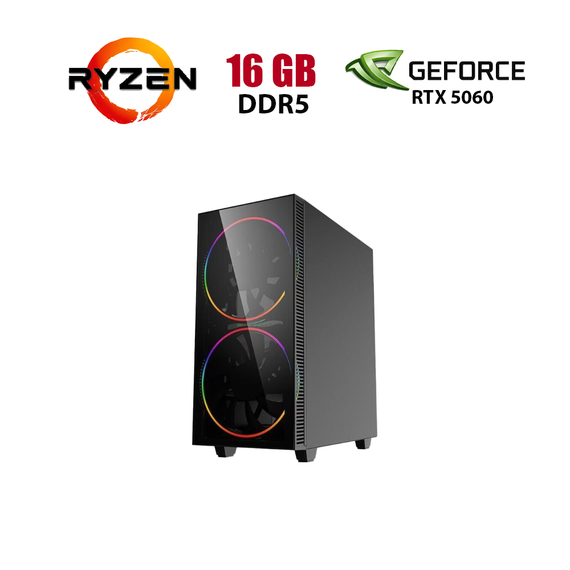Ігровий ПК Stalker GameMax Black Hole Tower / AMD Ryzen 5 8400F (6 (12) ядер по 4,2 - 4,7 ГГц) / 16 ГБ DDR5 / 960 ГБ SSD / nVidia GeForce RTX 5060, 8 ГБ GDDR7, 128-біт