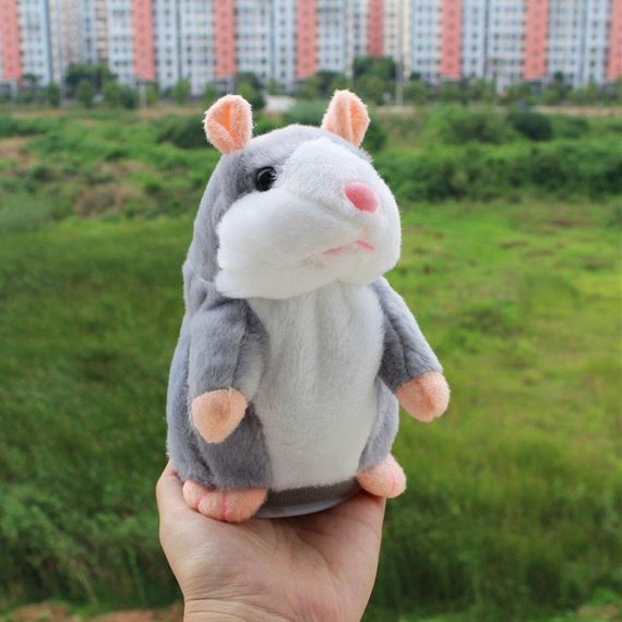 Интерактивная игрушка хомяк-повторюшка, на батарейках, EL-2042, Серая / Детская мягкая игрушка / Игрушка | Зображення 2