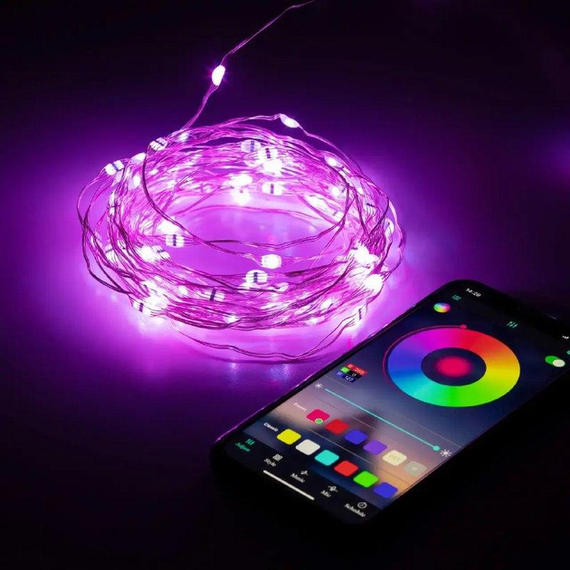 Світлодіодна розумна гірлянда Smart Роса RGB 100 LED з Bluetooth для ялинки від USB 10м | Зображення 4