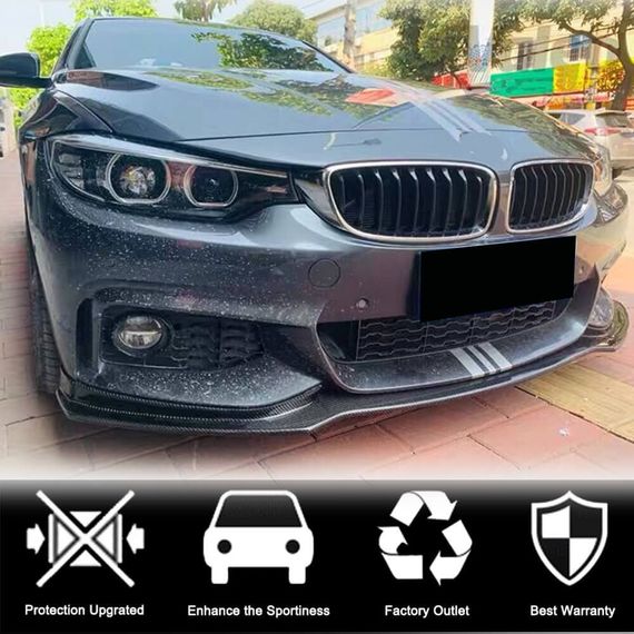 Накладка на передній бампер Lip V1 (для M-Sport, Карбон) для BMW 4 серія F-32 2012-2020 рр | Зображення 1