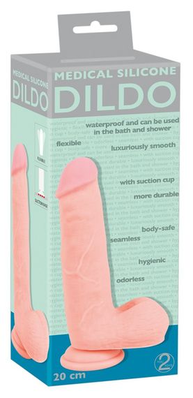 Фалоімітатор з мошонкою - Medical Silicone Dildo, 20 см Sex Aura | Зображення 6