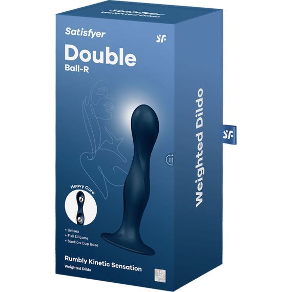 Дилдо Satisfyer Double Ball-R Dark Blue, унісекс, рухомі кульки всередині, на присосці | Зображення 3